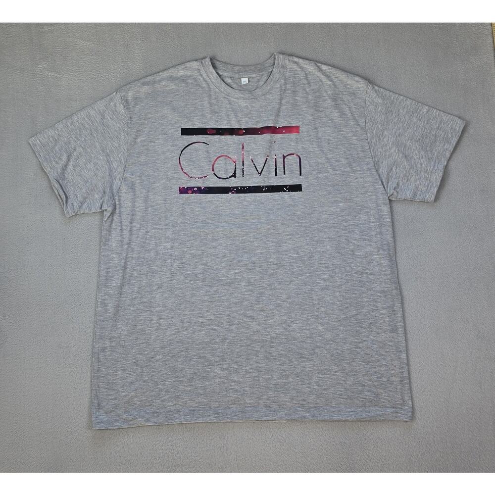 Men’s Gray Calvin Graphic T Shirt Size 2XL Short Sleeve Cotton Casual Tee New